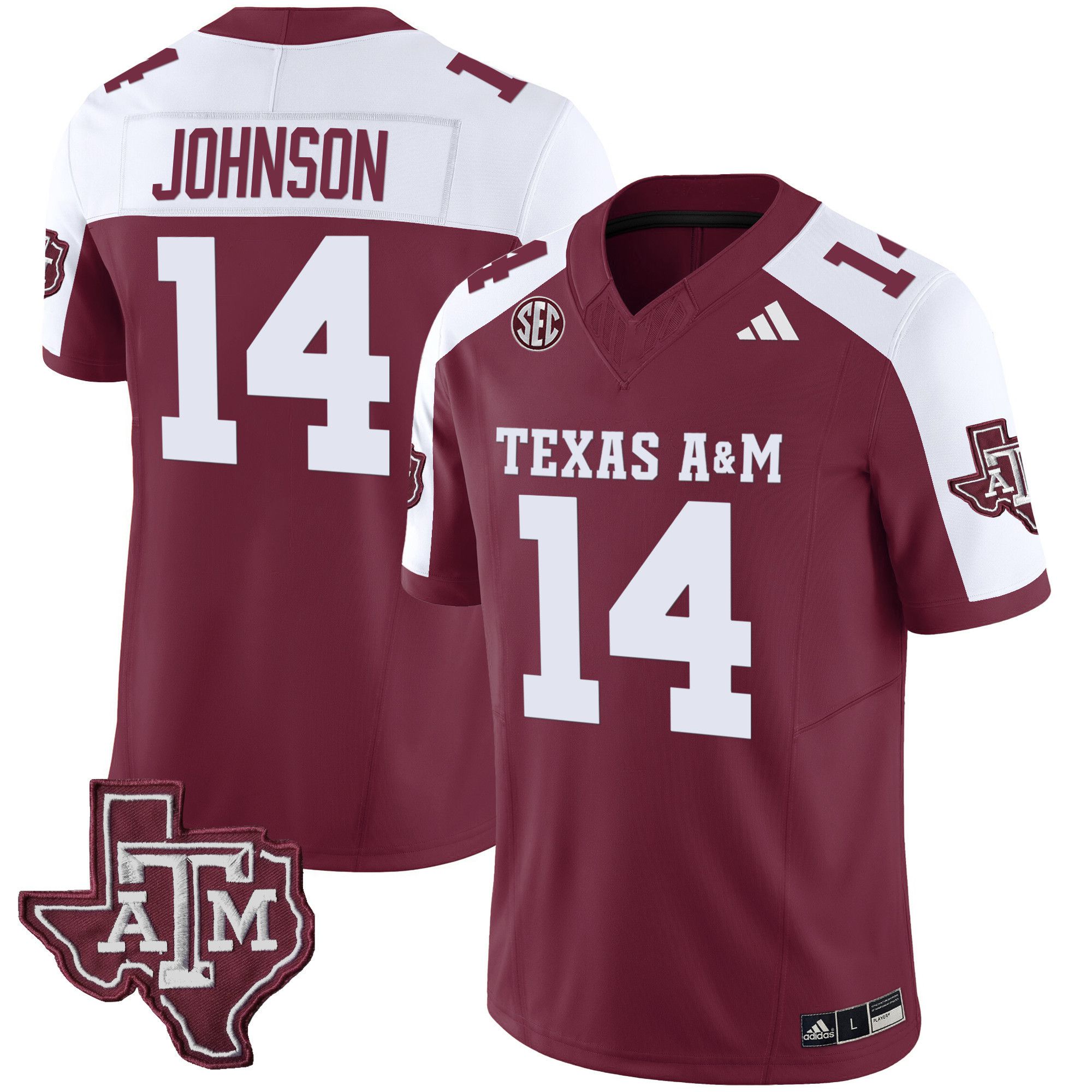 Men Texas A&M Aggies #14 Johnson Red 2024 Vapor Limited NCAA Jersey